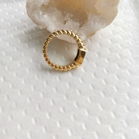 New Gold Alicia Bonnie Aurora Black Crystal Ring Size 7 - Picture 2 of 3